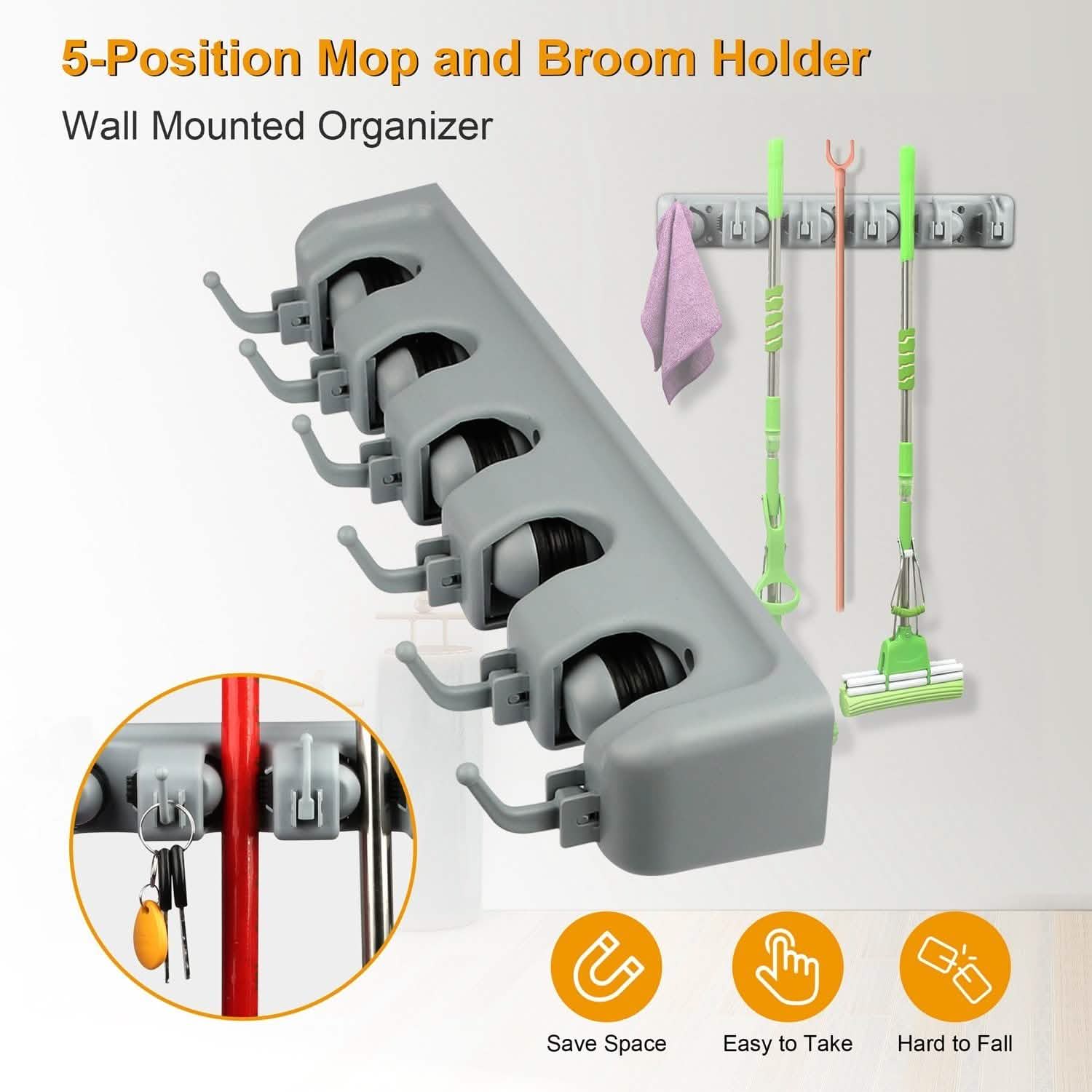 Mop Holder Wall Mount Hanger Organizer Storage Storage & Organization - Tophatter Daily Deals