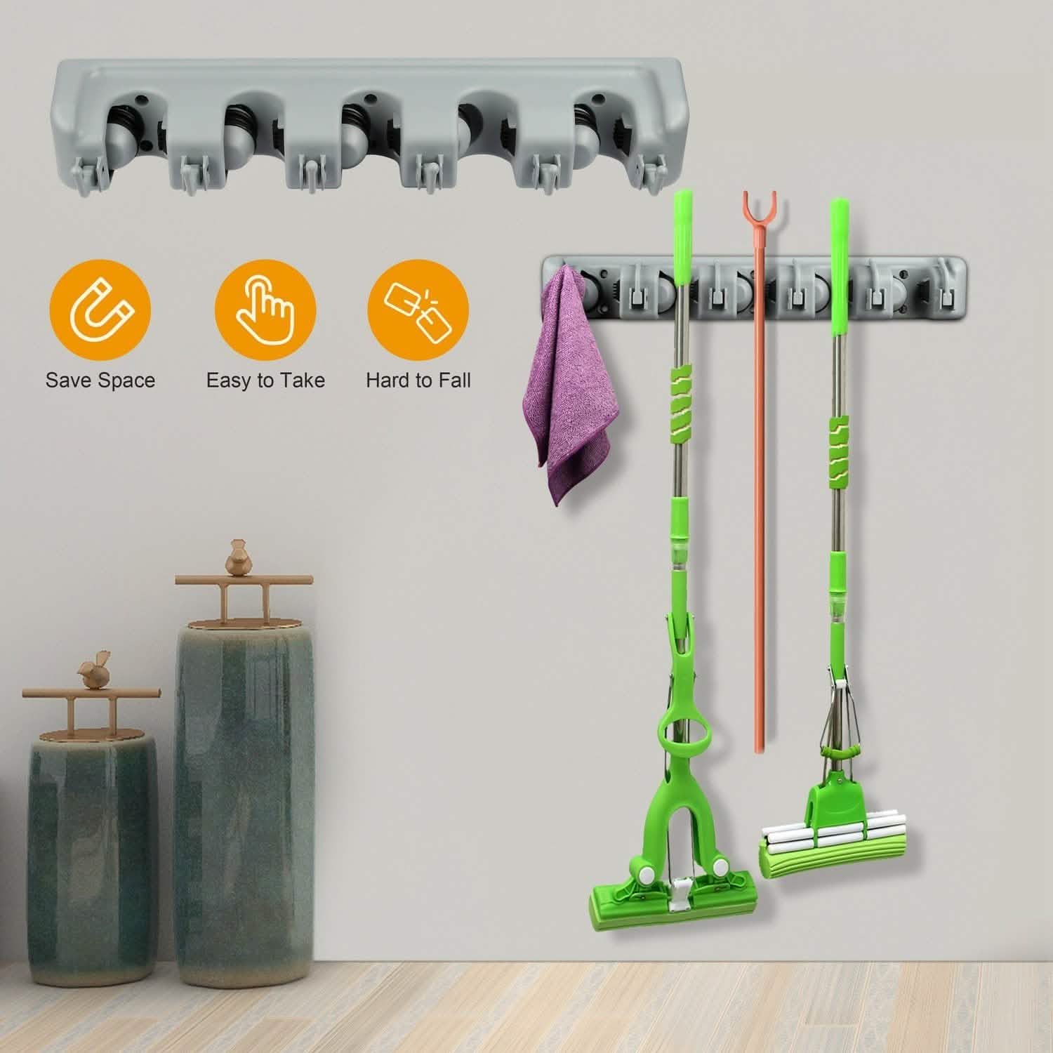 Mop Holder Wall Mount Hanger Organizer Storage Storage & Organization - Tophatter Daily Deals