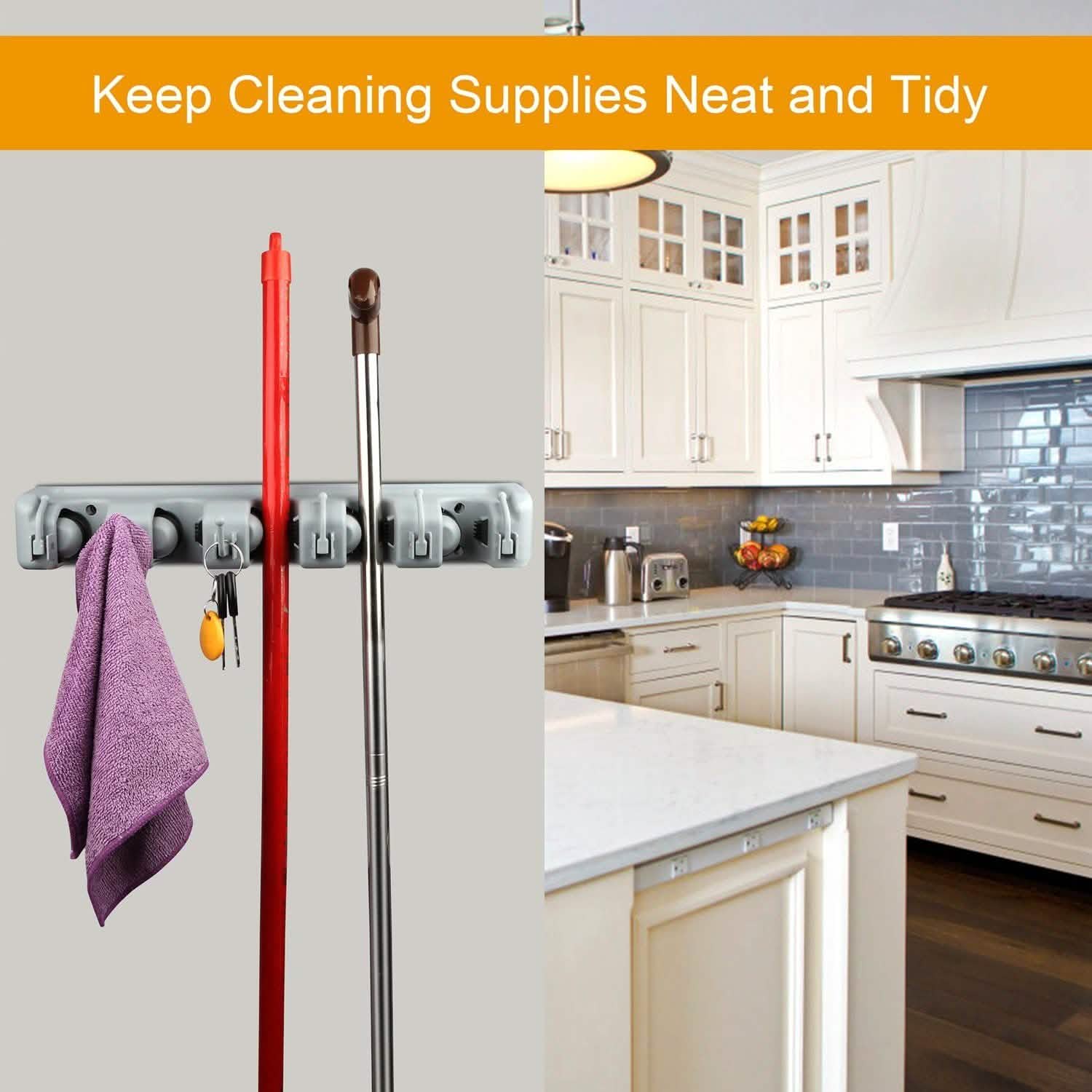 Mop Holder Wall Mount Organizer Storage & Organization - Tophatter Daily Deals