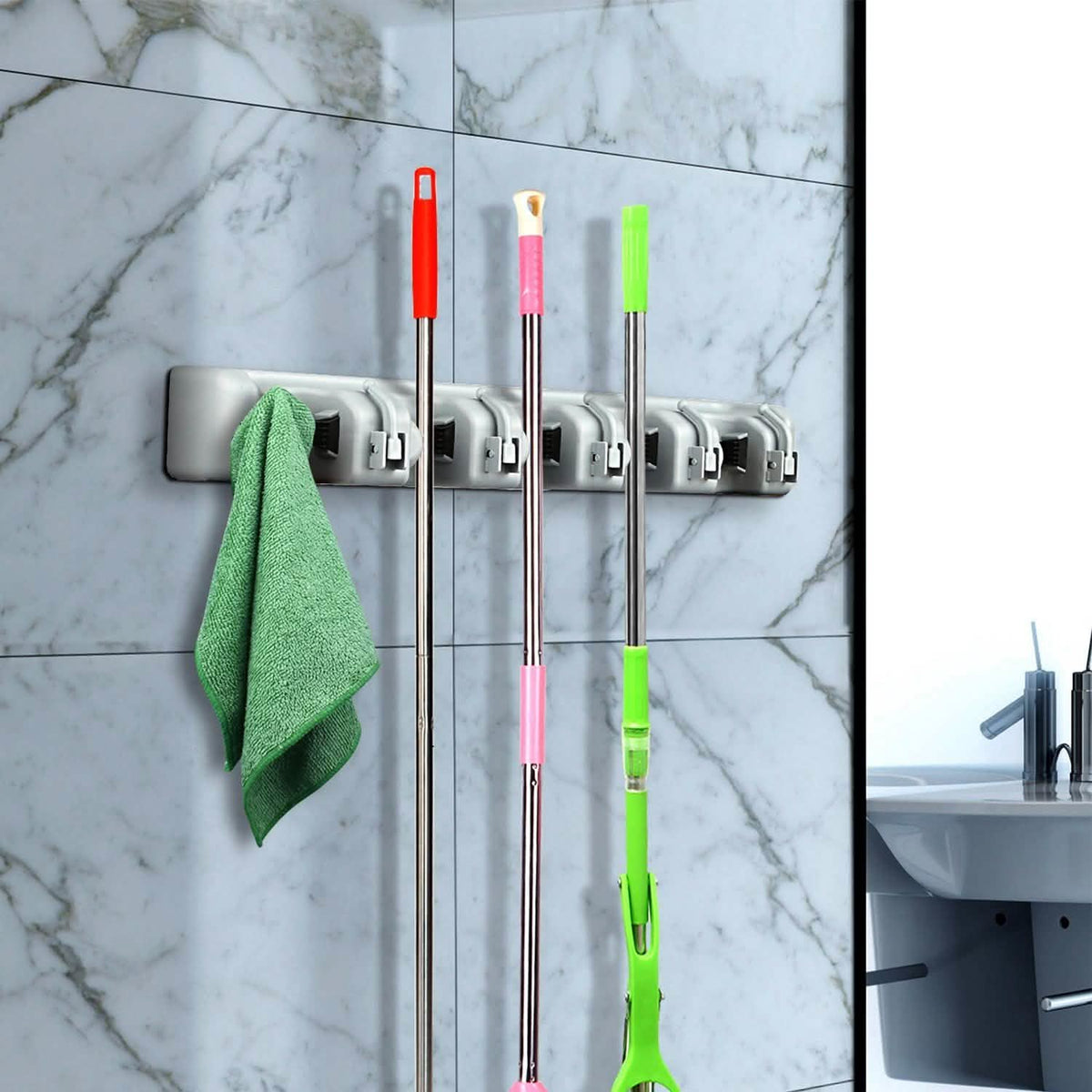 Mop Holder Wall Mount Organizer Storage & Organization - Tophatter Daily Deals