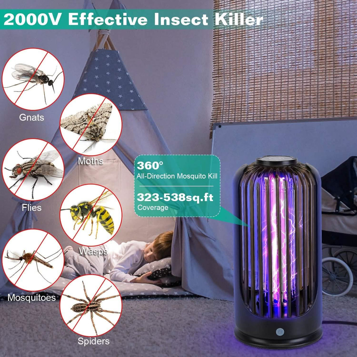 Mosquito Killer Lamp 2000V High Powered Pest Control Pest Control - Tophatter Daily Deals