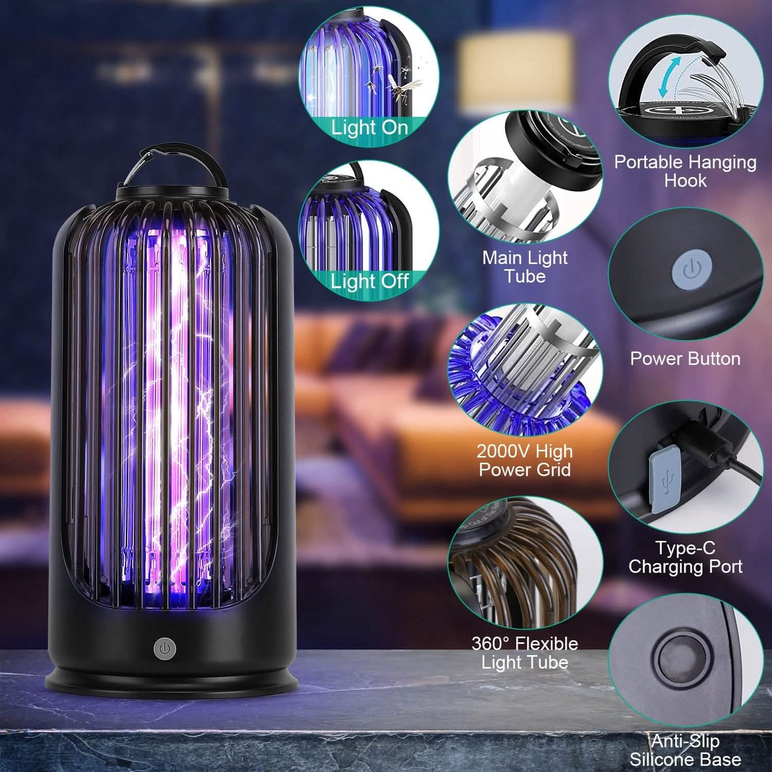 Mosquito Killer Lamp 2000V High Powered Pest Control Pest Control - Tophatter Daily Deals