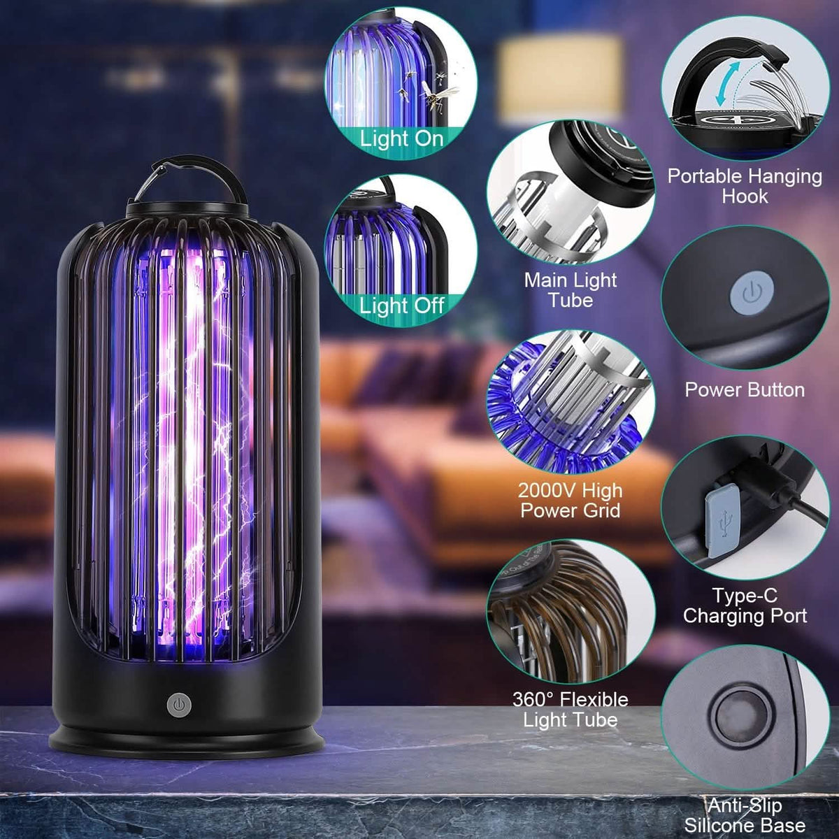 Mosquito Killer Lamp 2000V High Powered Pest Control Pest Control - Tophatter Daily Deals