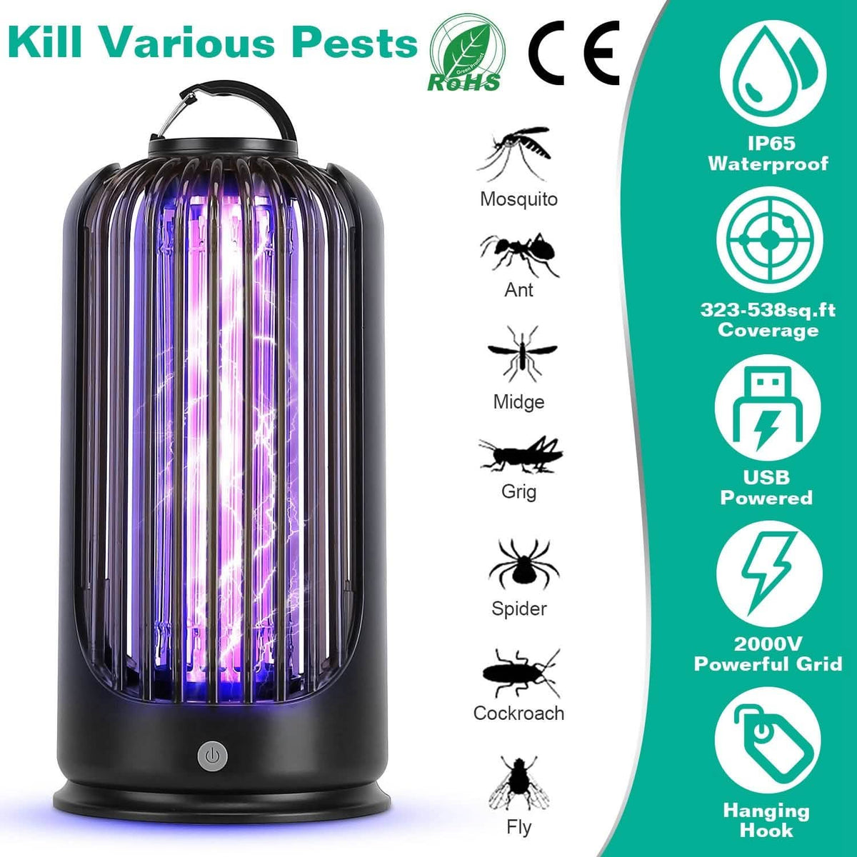 Mosquito Killer Lamp 2000V High Powered Pest Control Pest Control - Tophatter Daily Deals