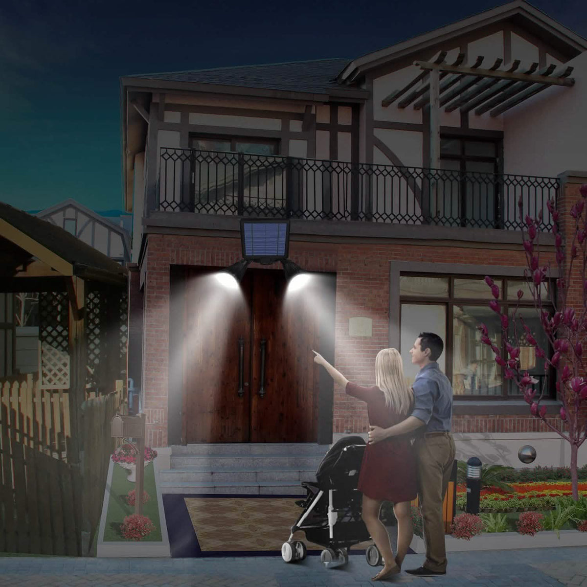 Motion Sensor Spotlights 2000lm Security Lights with Dual Head 360 Degree Rotatable Outdoor Lighting - Tophatter Daily Deals