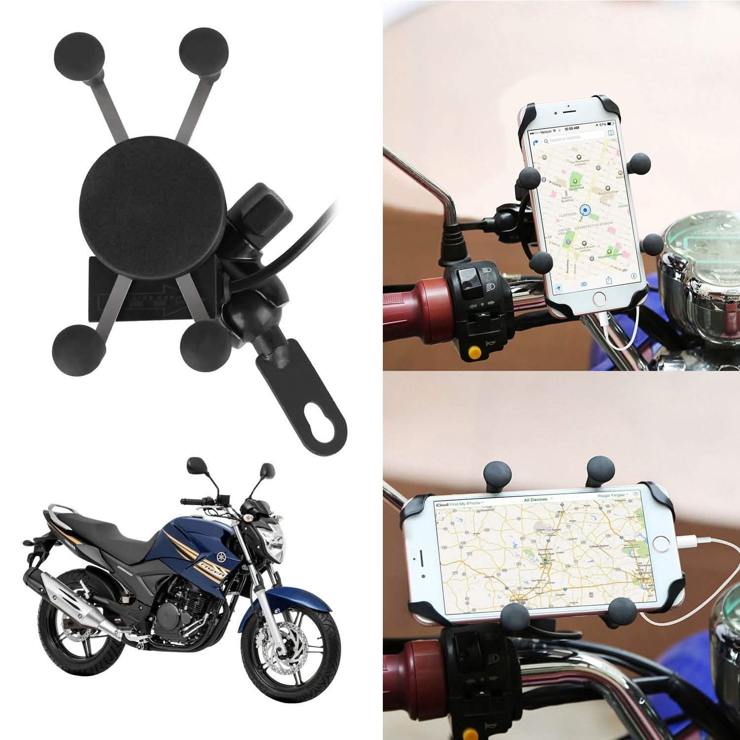 Motorcycle Handlebar Mount Holder with USB Charger Outdoor Recreation - Tophatter Daily Deals