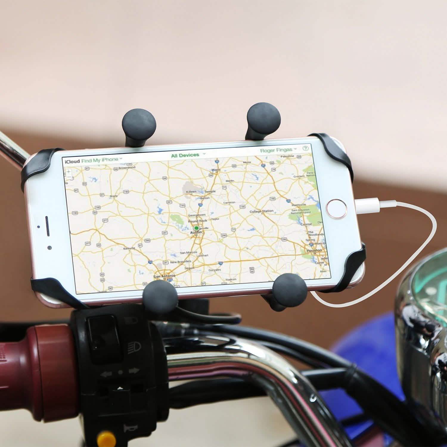 Motorcycle Handlebar Mount Holder with USB Charger Outdoor Recreation - Tophatter Daily Deals