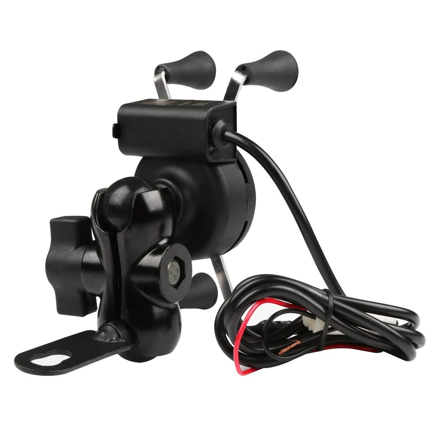 Motorcycle Handlebar Mount Holder with USB Charger Outdoor Recreation - Tophatter Daily Deals