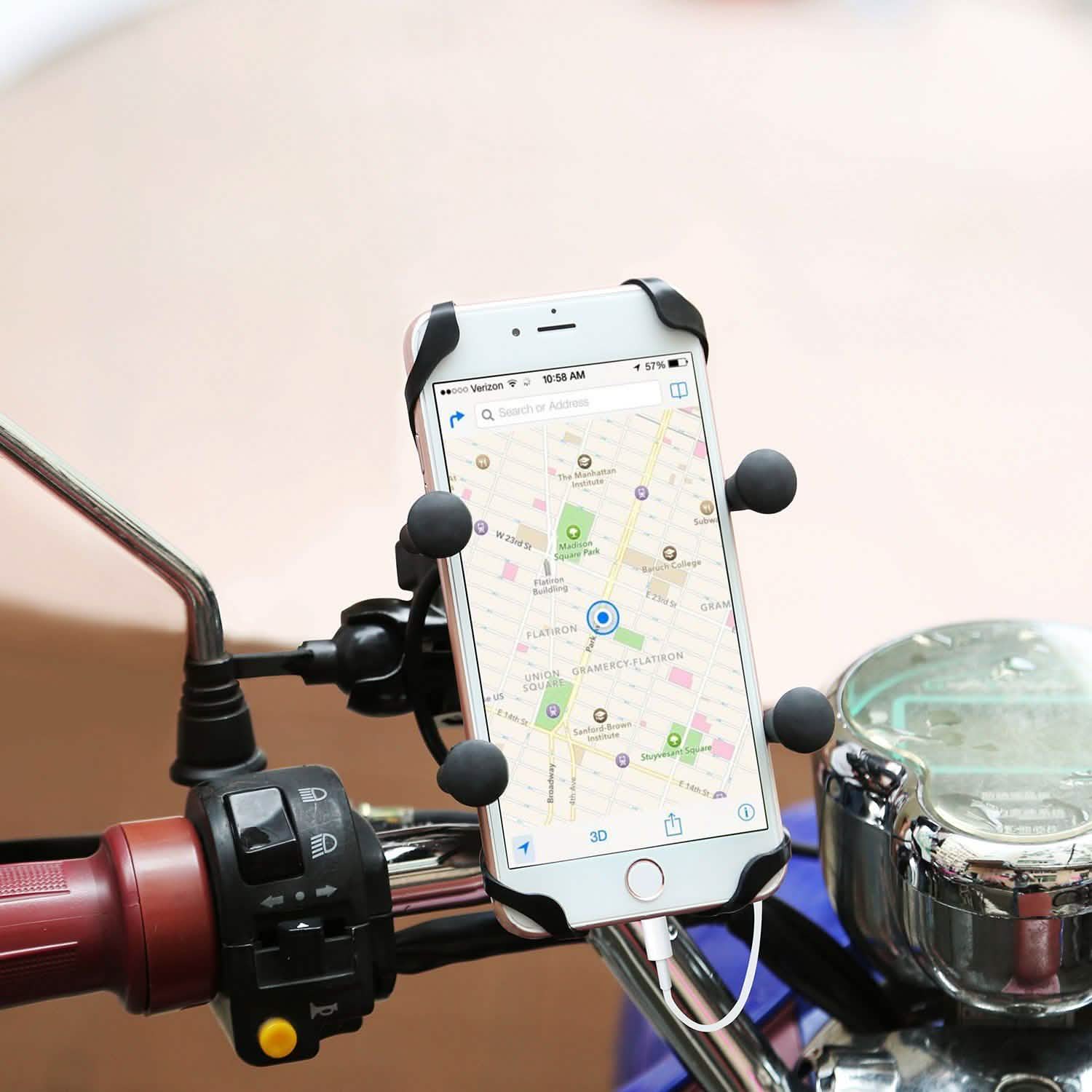 Motorcycle Handlebar Mount Holder with USB Charger Outdoor Recreation - Tophatter Daily Deals
