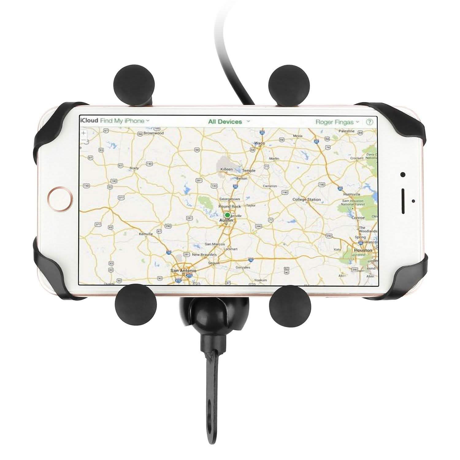 Motorcycle Handlebar Mount Holder with USB Charger Outdoor Recreation - Tophatter Daily Deals