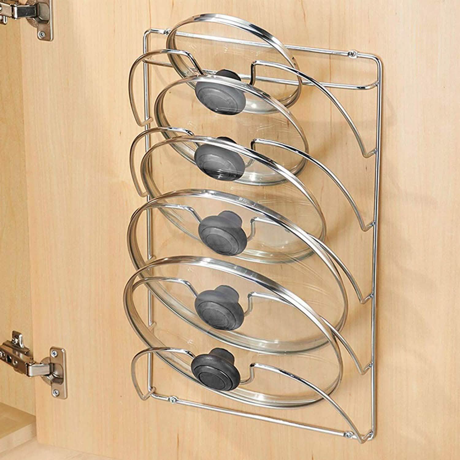 Mounted Pot Lid Rack Pot Cover Organizer Kitchen Storage - Tophatter Daily Deals