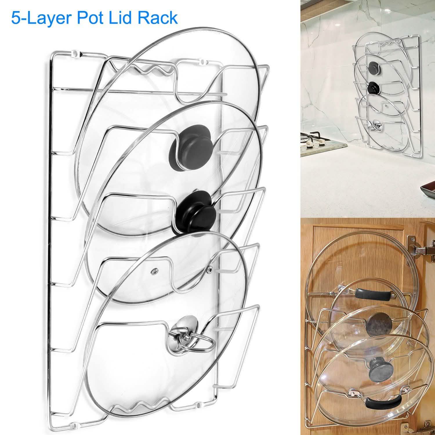Mounted Pot Lid Rack Pot Cover Organizer Kitchen Storage - Tophatter Daily Deals