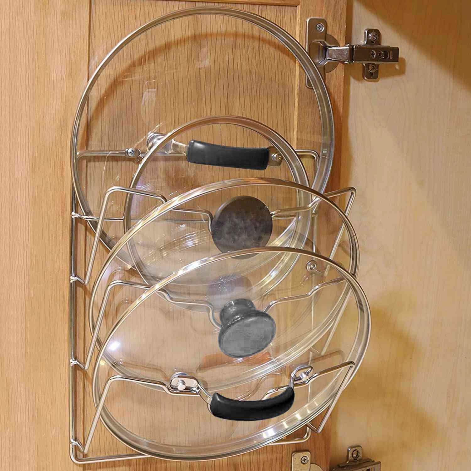 Mounted Pot Lid Rack Pot Cover Organizer Kitchen Storage - Tophatter Daily Deals