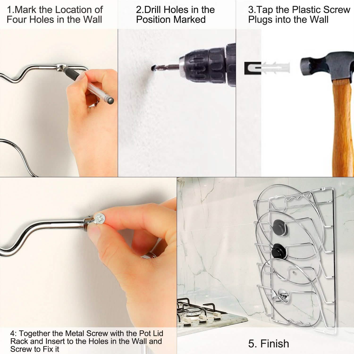 Mounted Pot Lid Rack Pot Cover Organizer Kitchen Storage - Tophatter Daily Deals