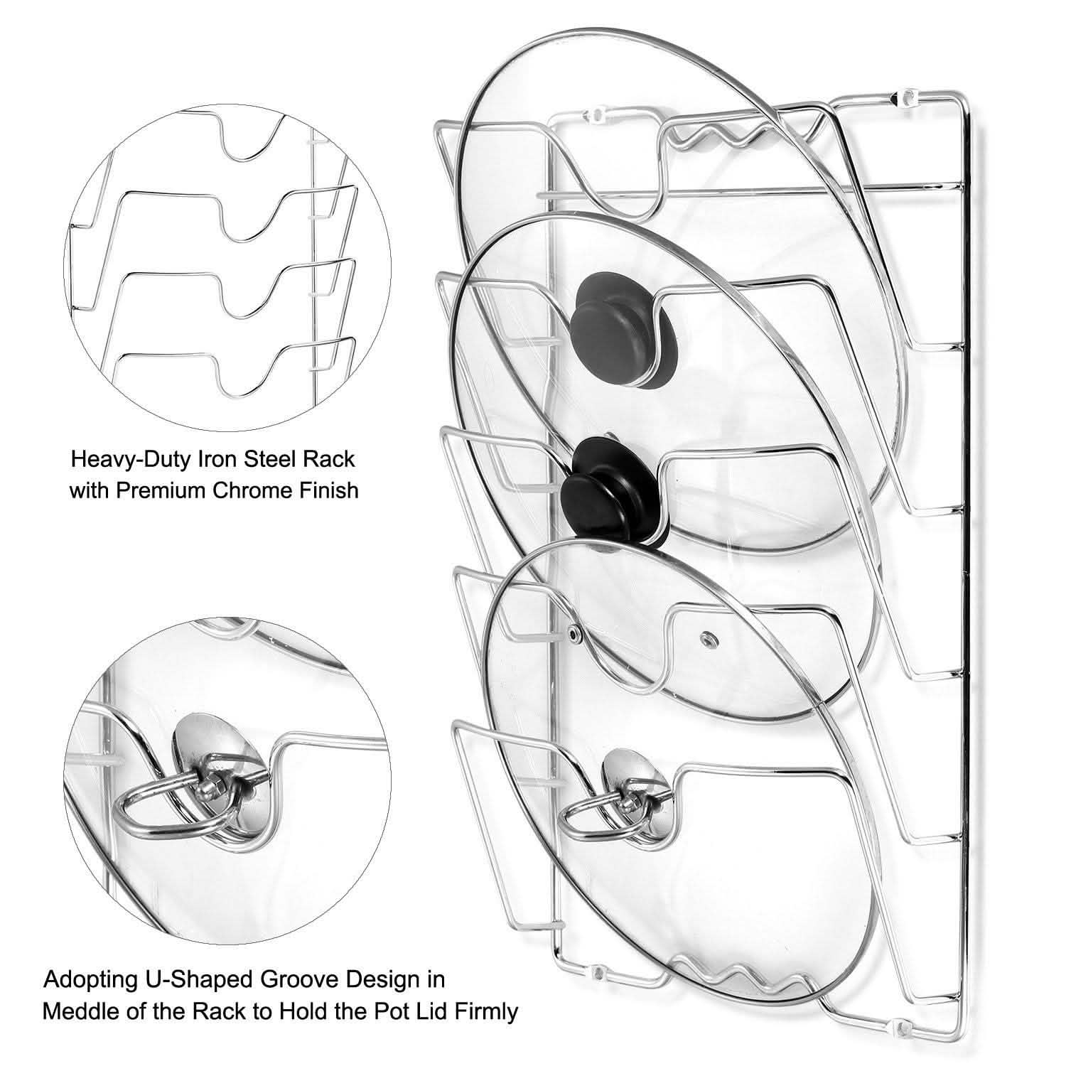 Mounted Pot Lid Rack Pot Cover Organizer Kitchen Storage - Tophatter Daily Deals