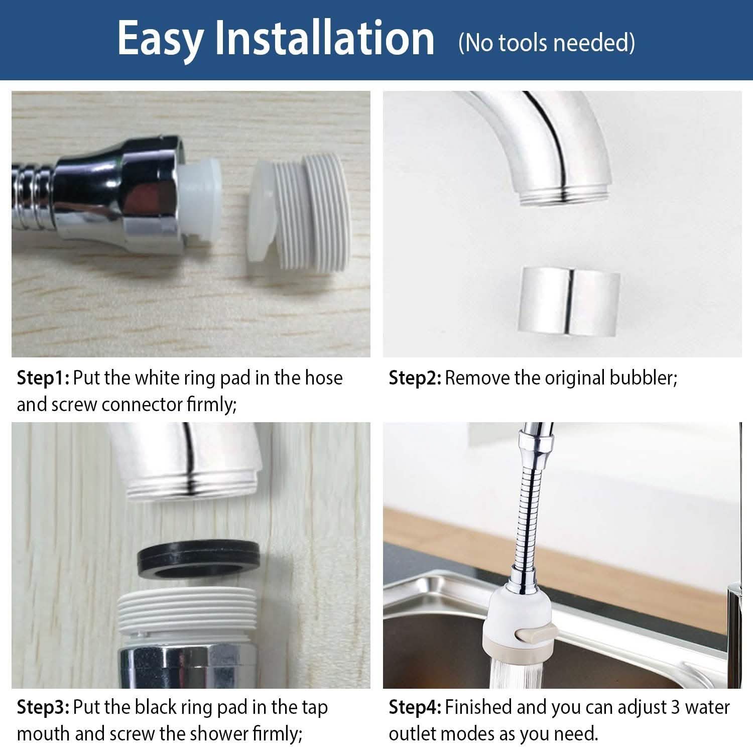 Movable Kitchen Tap Head 360° Rotatable Swivel Kitchen Tools & Gadgets - Tophatter Daily Deals