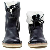 Insulating Women's Winter Boots - Foldover Cuff, Leather Black - Tophatter Daily Deals