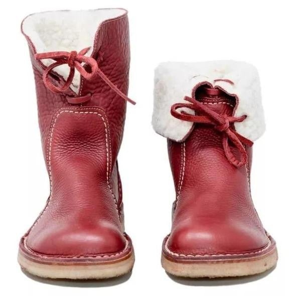Insulating Women's Winter Boots - Foldover Cuff, Leather - Tophatter Daily Deals