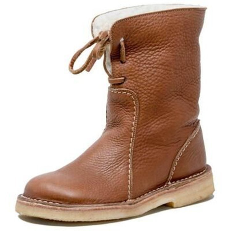 Insulating Women's Winter Boots - Foldover Cuff, Leather - Tophatter Daily Deals