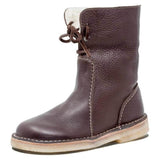 Insulating Women's Winter Boots - Foldover Cuff, Leather Dark Brown - Tophatter Daily Deals