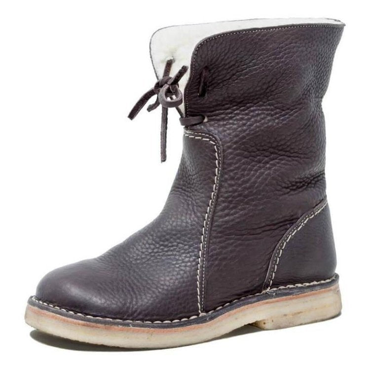 Insulating Women's Winter Boots - Foldover Cuff, Leather - Tophatter Daily Deals