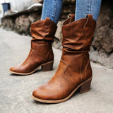 Supportive Women’s Western Boots - Slouch Faux Leather - Tophatter Daily Deals
