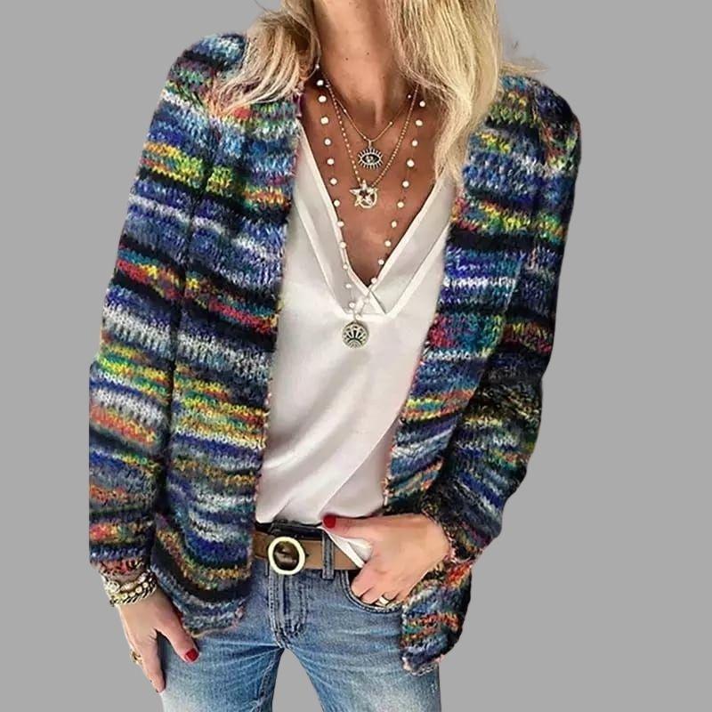 Soft Women's Knit Cardigan - Relaxed Open Front Warm Casual Blue - Tophatter Daily Deals