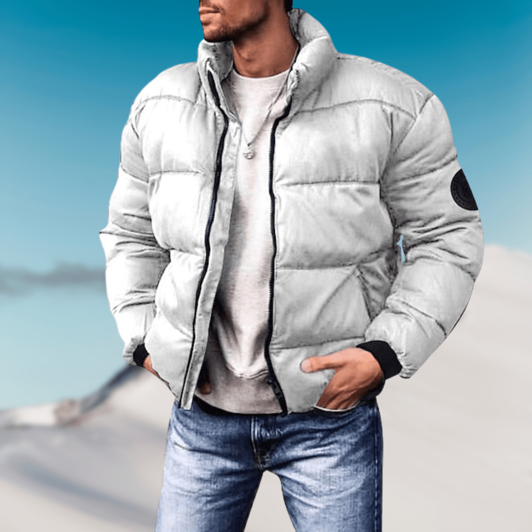 Insulating Men's Puffer Jacket - Boxy Cut, Synthetic Winter White - Tophatter Daily Deals