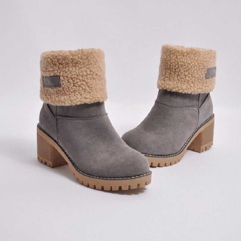 Insulating Women’s Winter Boots - Mid Calf Suede Cozy Lining - Tophatter Daily Deals