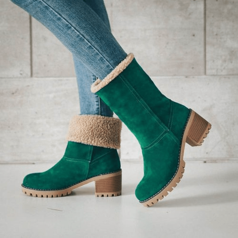 Insulating Women’s Winter Boots - Mid Calf Suede Cozy Lining - Tophatter Daily Deals