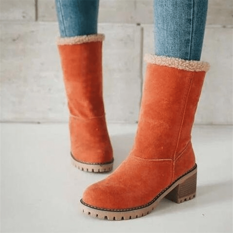 Insulating Women’s Winter Boots - Mid Calf Suede Cozy Lining - Tophatter Daily Deals