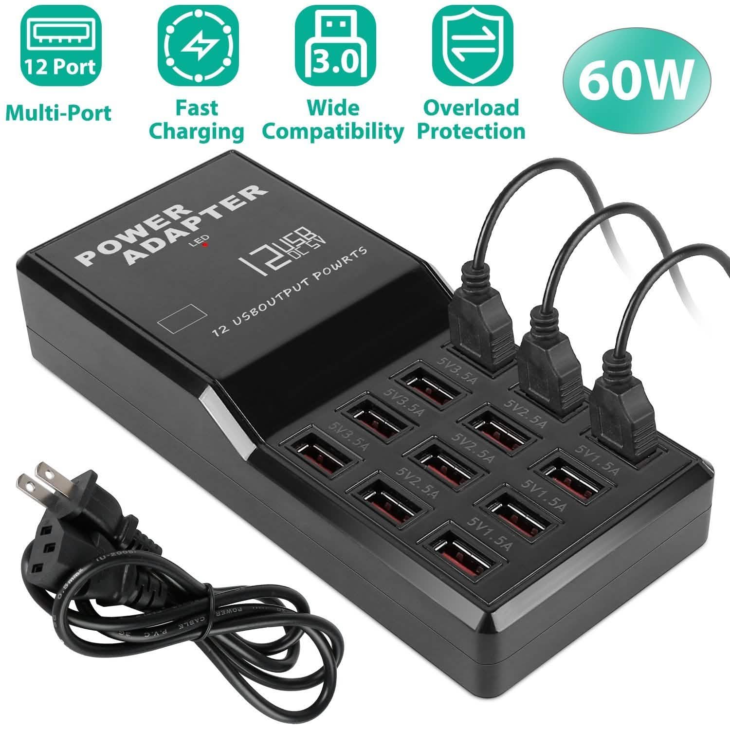 Multi 12 Port USB Charging Station Hub Mobile Accessories - Tophatter Daily Deals