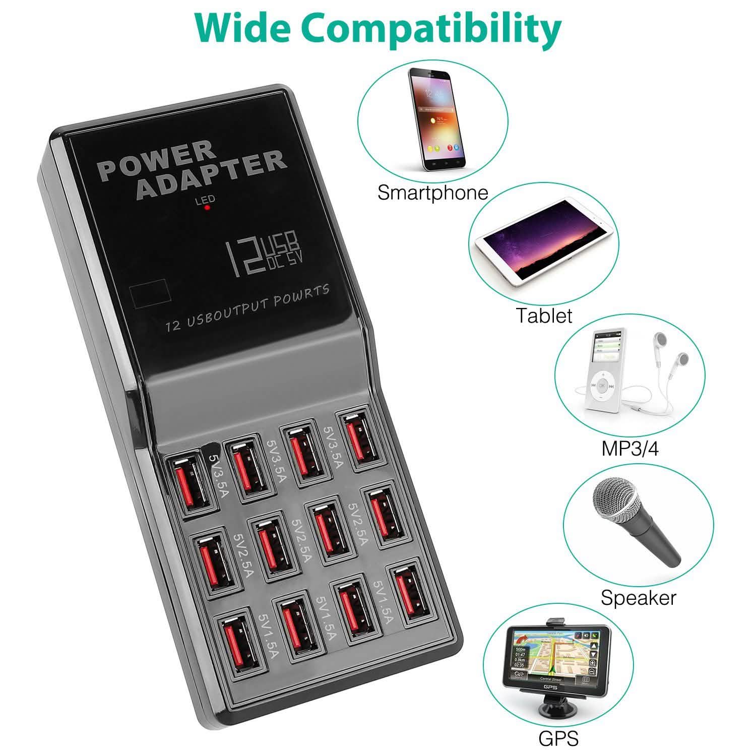Multi 12 Port USB Charging Station Hub Mobile Accessories - Tophatter Daily Deals