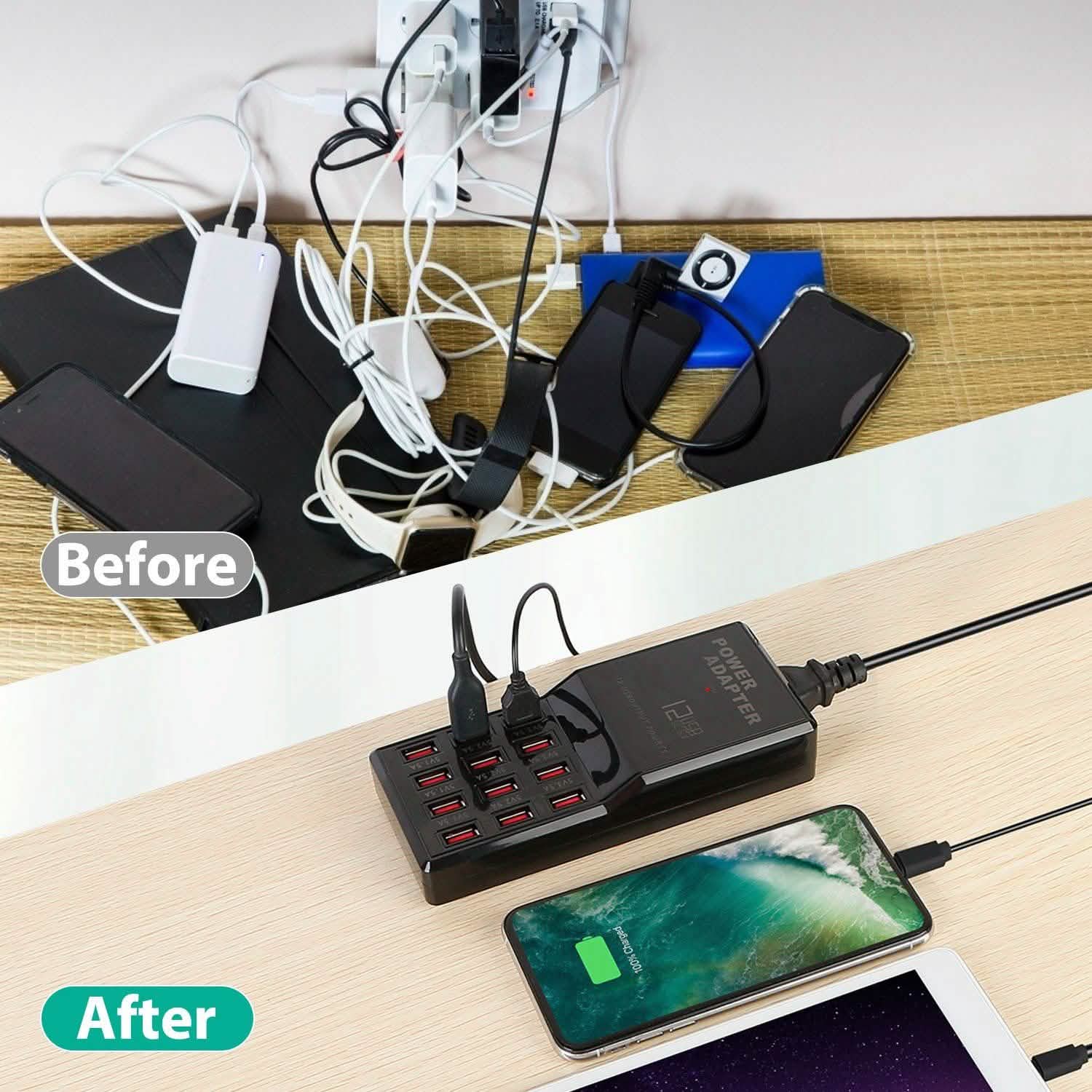 Multi 12 Port USB Charging Station Hub Mobile Accessories - Tophatter Daily Deals