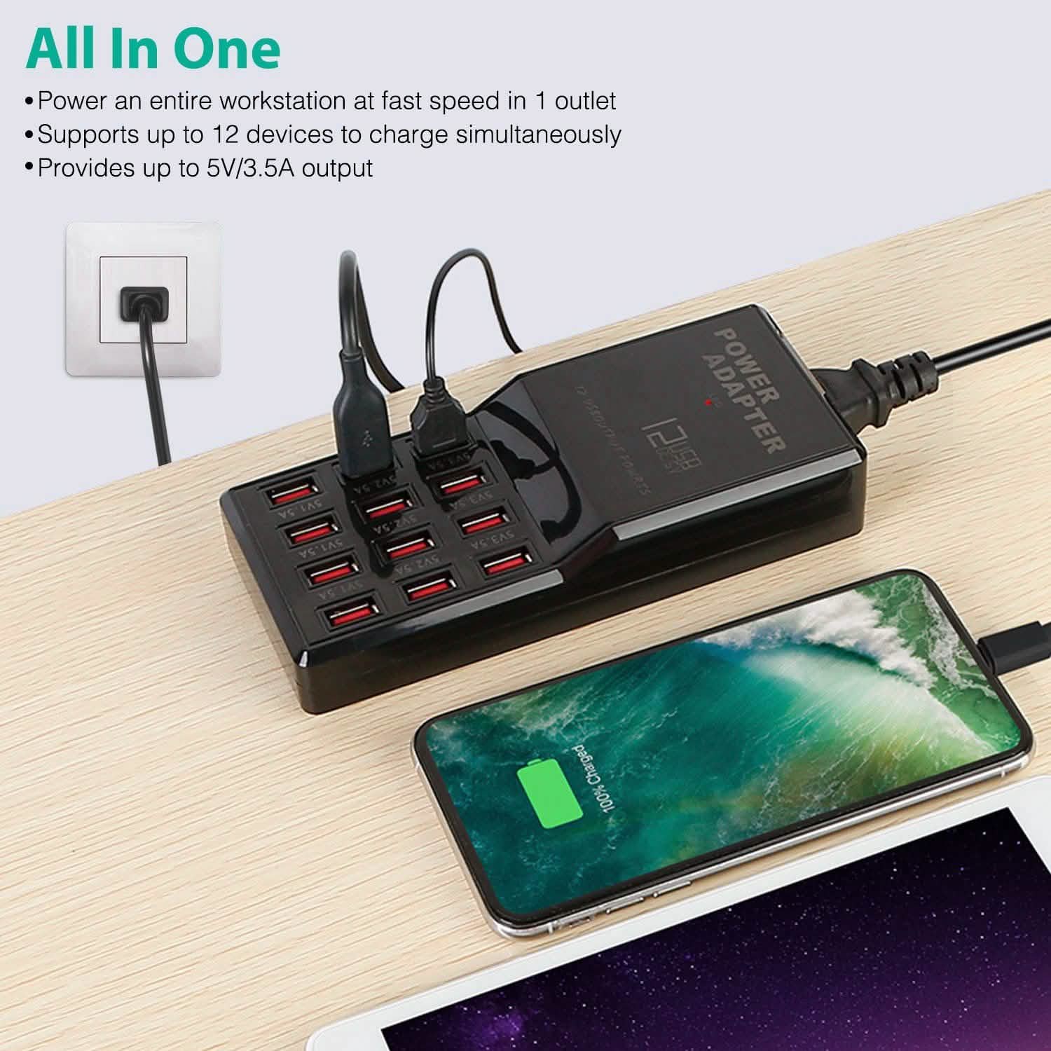 Multi 12 Port USB Charging Station Hub Mobile Accessories - Tophatter Daily Deals