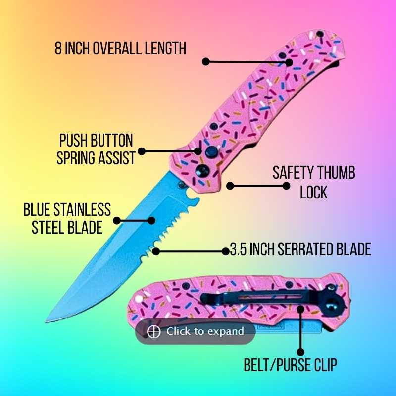 Pink Sprinkles Serrated Folding Knife Knives & Knuckles - Tophatter Daily Deals
