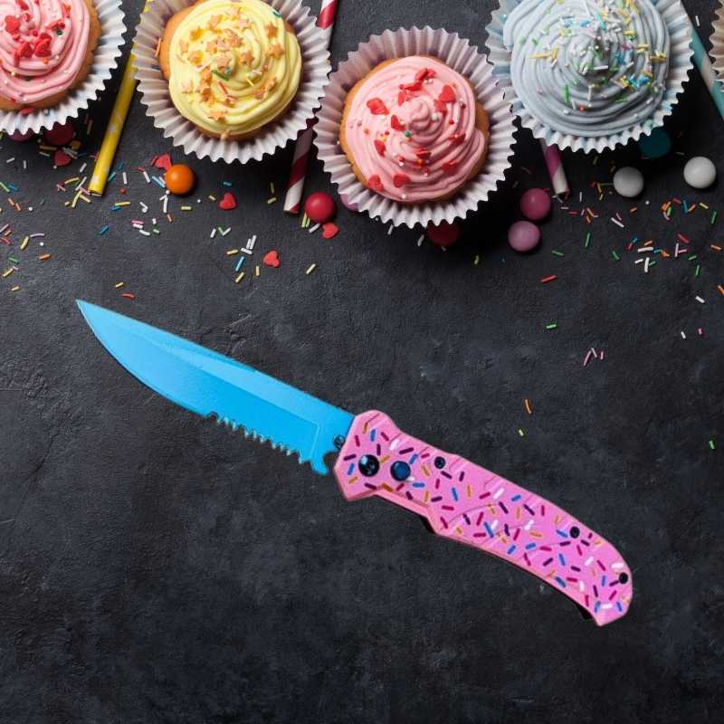 Pink Sprinkles Serrated Folding Knife Knives & Knuckles - Tophatter Daily Deals