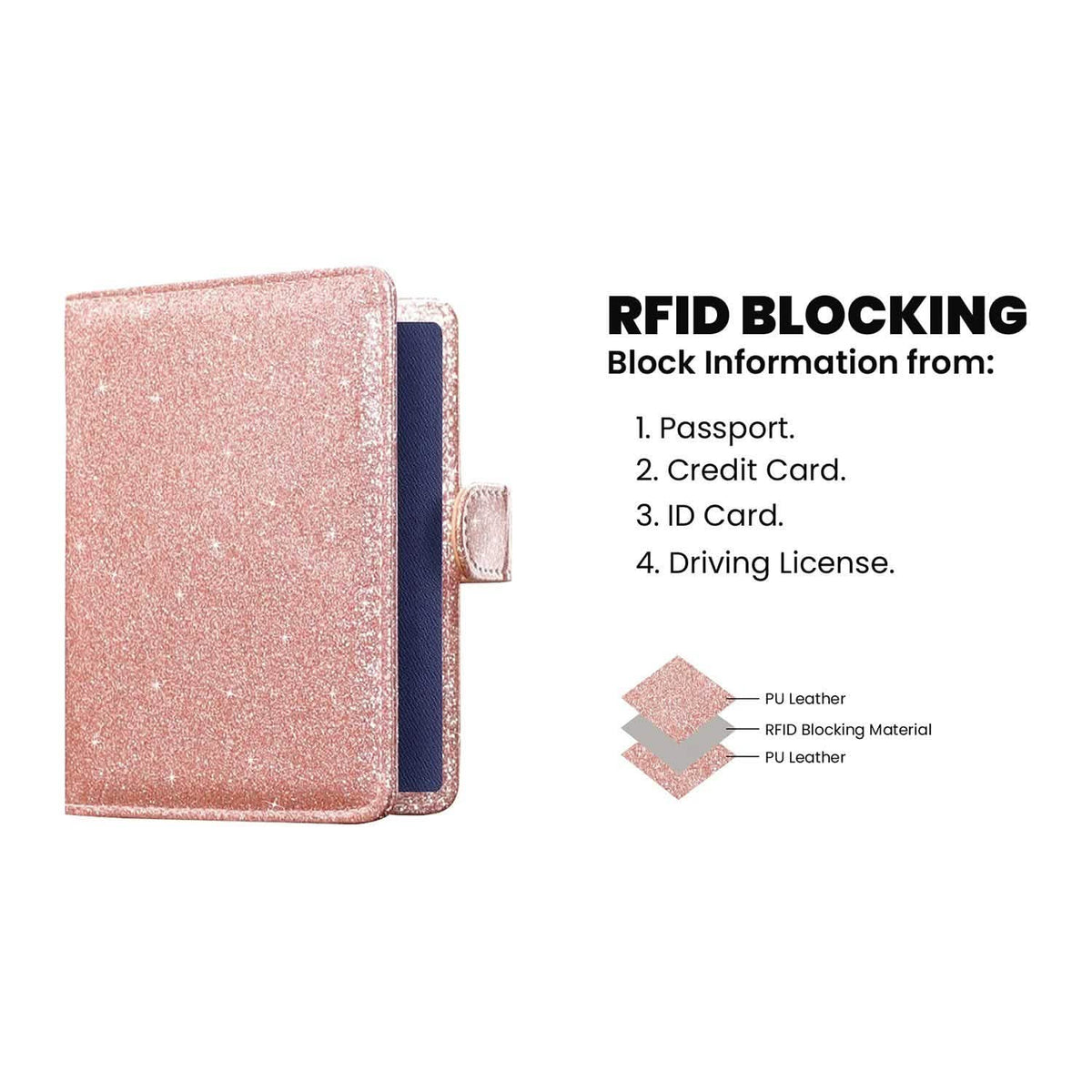 Multi Function Glitter Bling RFID Passport Organizer With CDC Vaccination Card Holder Handbags & Wallets - Tophatter Daily Deals