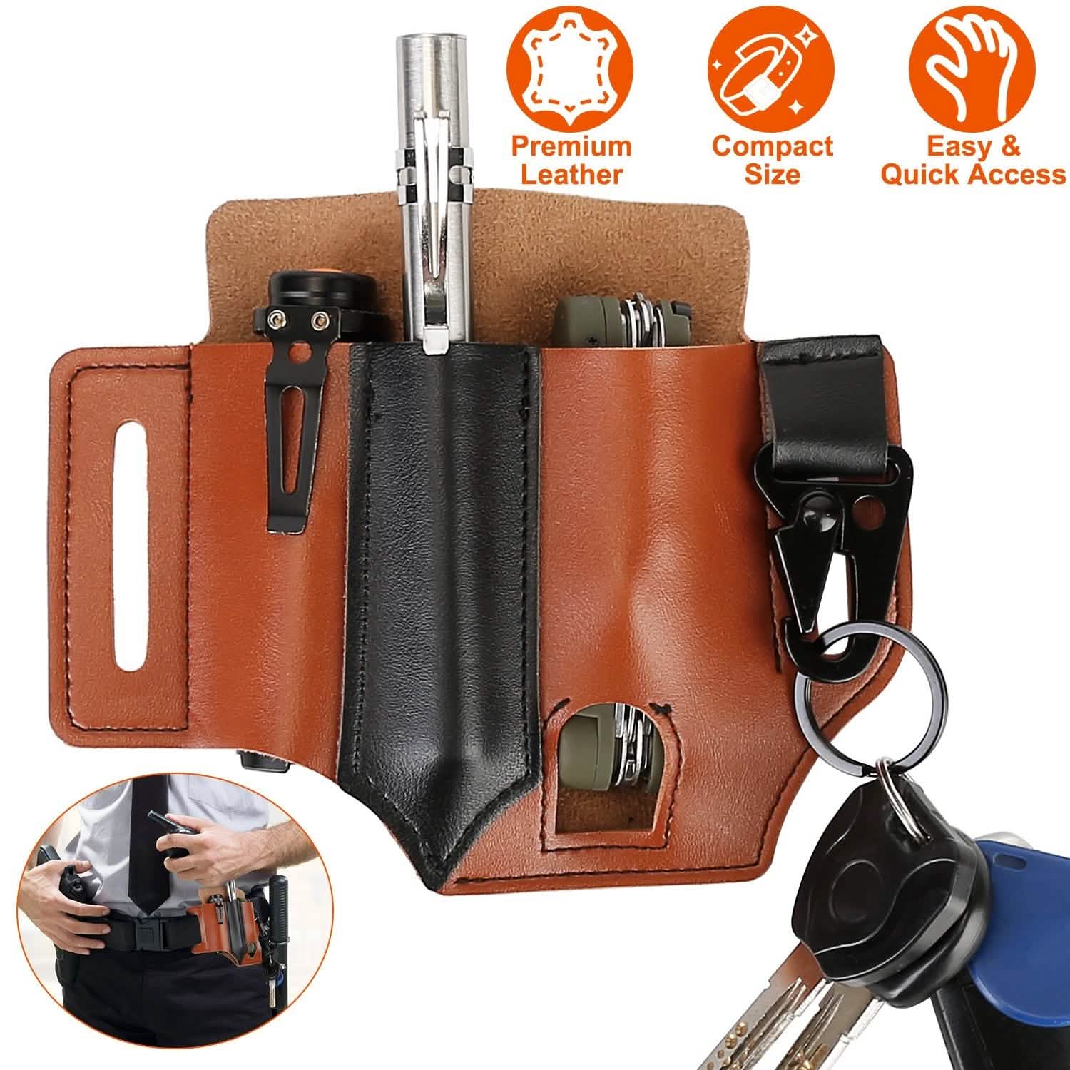 Multi-tool Sheath for Belt Leather EDC Pocket Organizer Everything Else - Tophatter Daily Deals