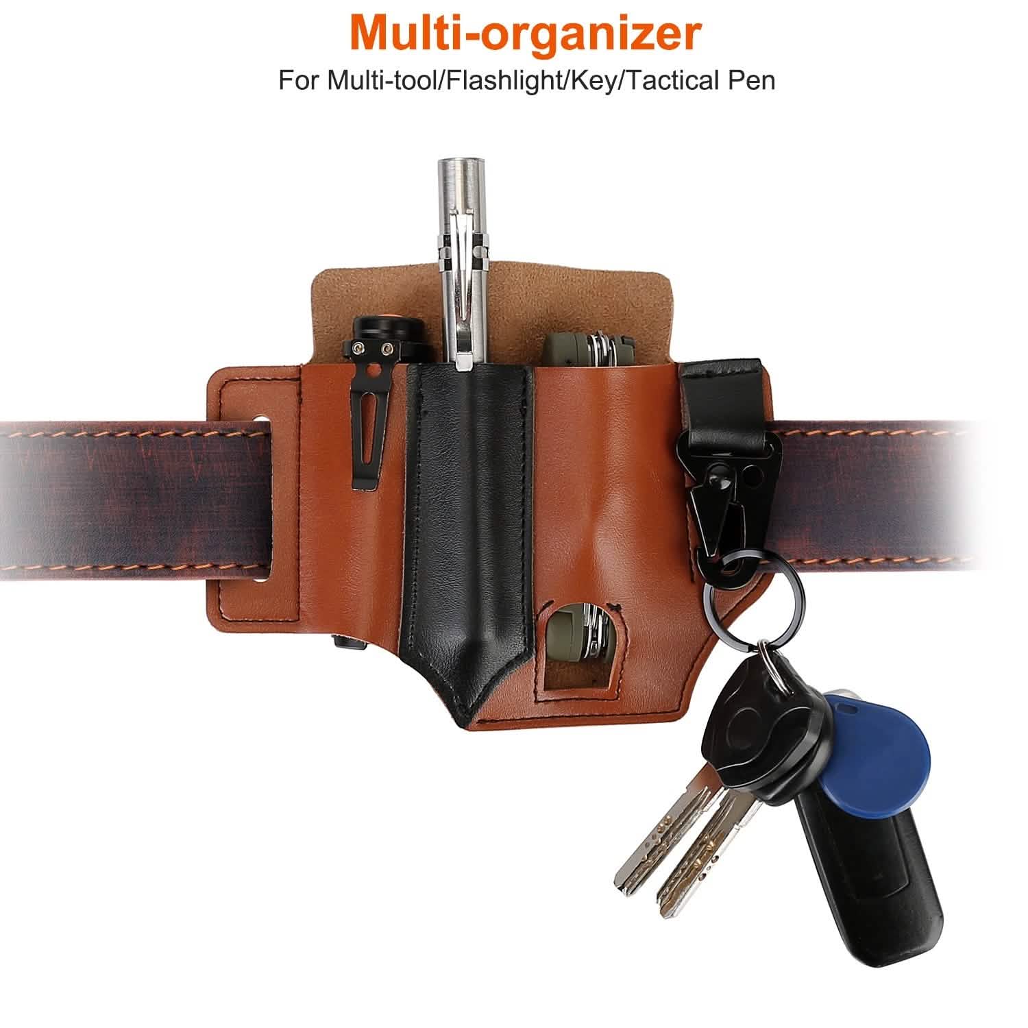 Multi-tool Sheath for Belt Leather EDC Pocket Organizer Everything Else - Tophatter Daily Deals