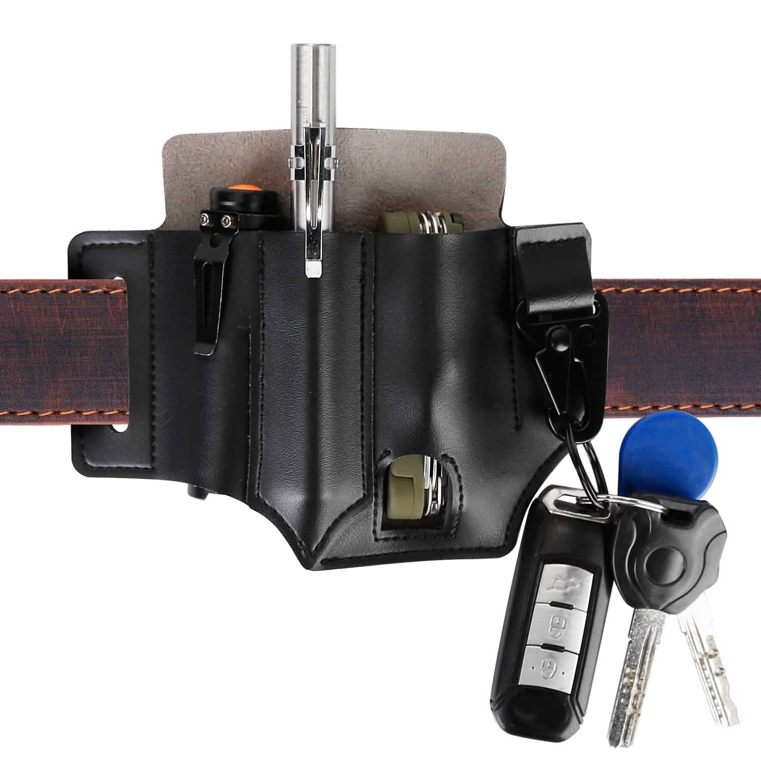 Multi-tool Sheath for Belt Leather EDC Pocket Organizer Black Everything Else - Tophatter Daily Deals