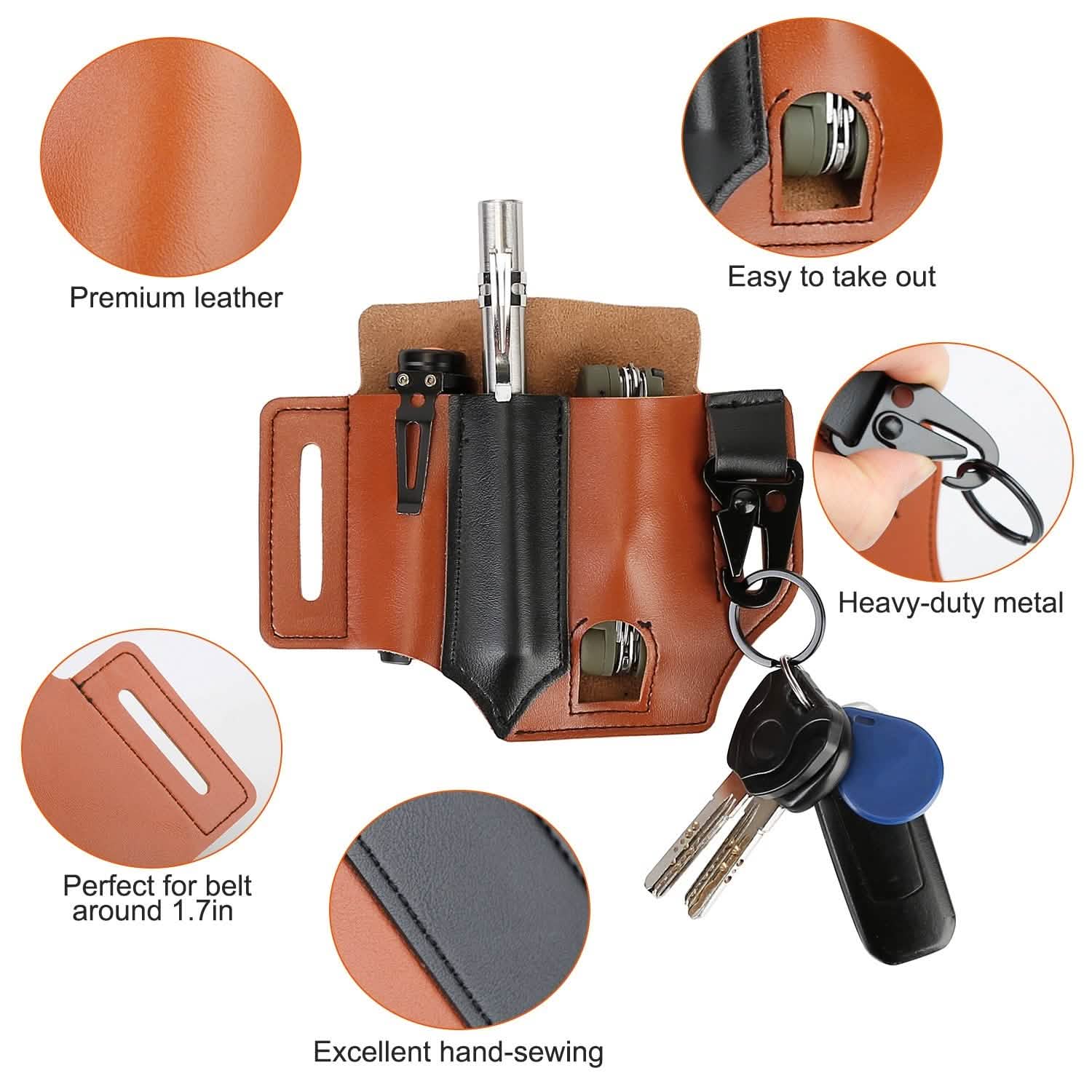 Multi-tool Sheath for Belt Leather EDC Pocket Organizer Everything Else - Tophatter Daily Deals