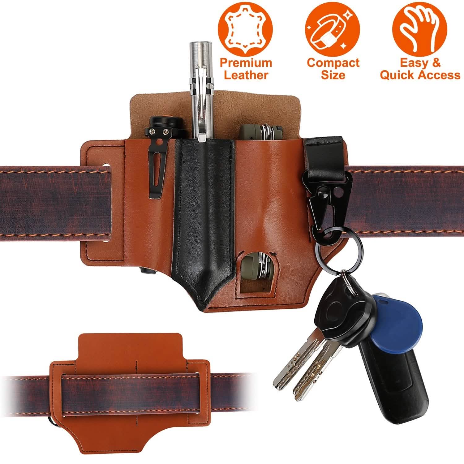 Multi-tool Sheath for Belt Leather EDC Pocket Organizer Everything Else - Tophatter Daily Deals