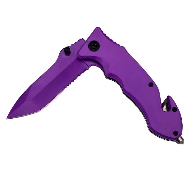Auto Safety Survival Self-Defense Purple Tanto Blade Knives & Knuckles - Tophatter Daily Deals