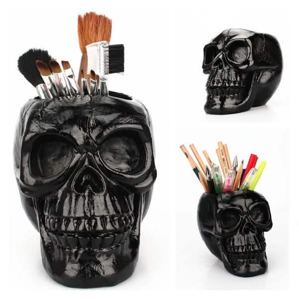 Multifunction Creative Skull Storage Stationery Holder Furniture & Decor - Tophatter Daily Deals