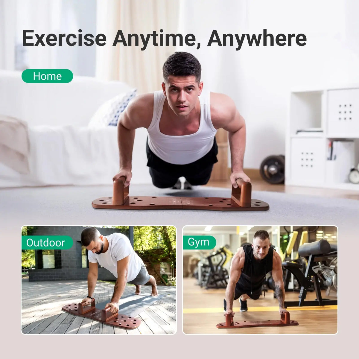 Portable Wooden Push-Up Board Fitness & Exercise - Tophatter Daily Deals