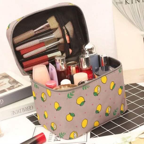 Multifunction Travel Cosmetic Bag Large Capacity Women Toiletries Organizer Gray Lemon Beauty & Personal Care - Tophatter Daily Deals