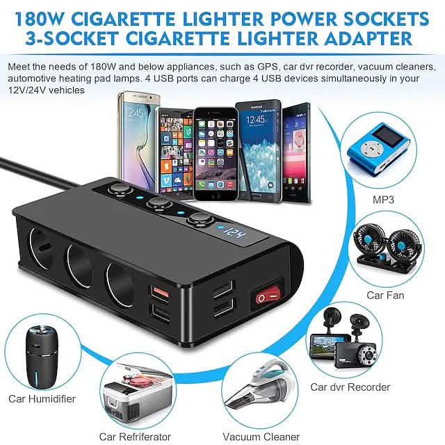 Multifunctional Car Charger Socket Automotive - Tophatter Daily Deals