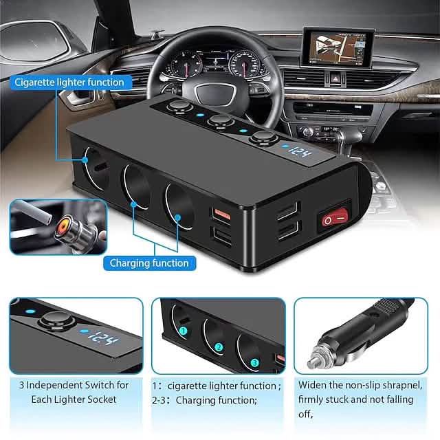 Multifunctional Car Charger Socket Automotive - Tophatter Daily Deals