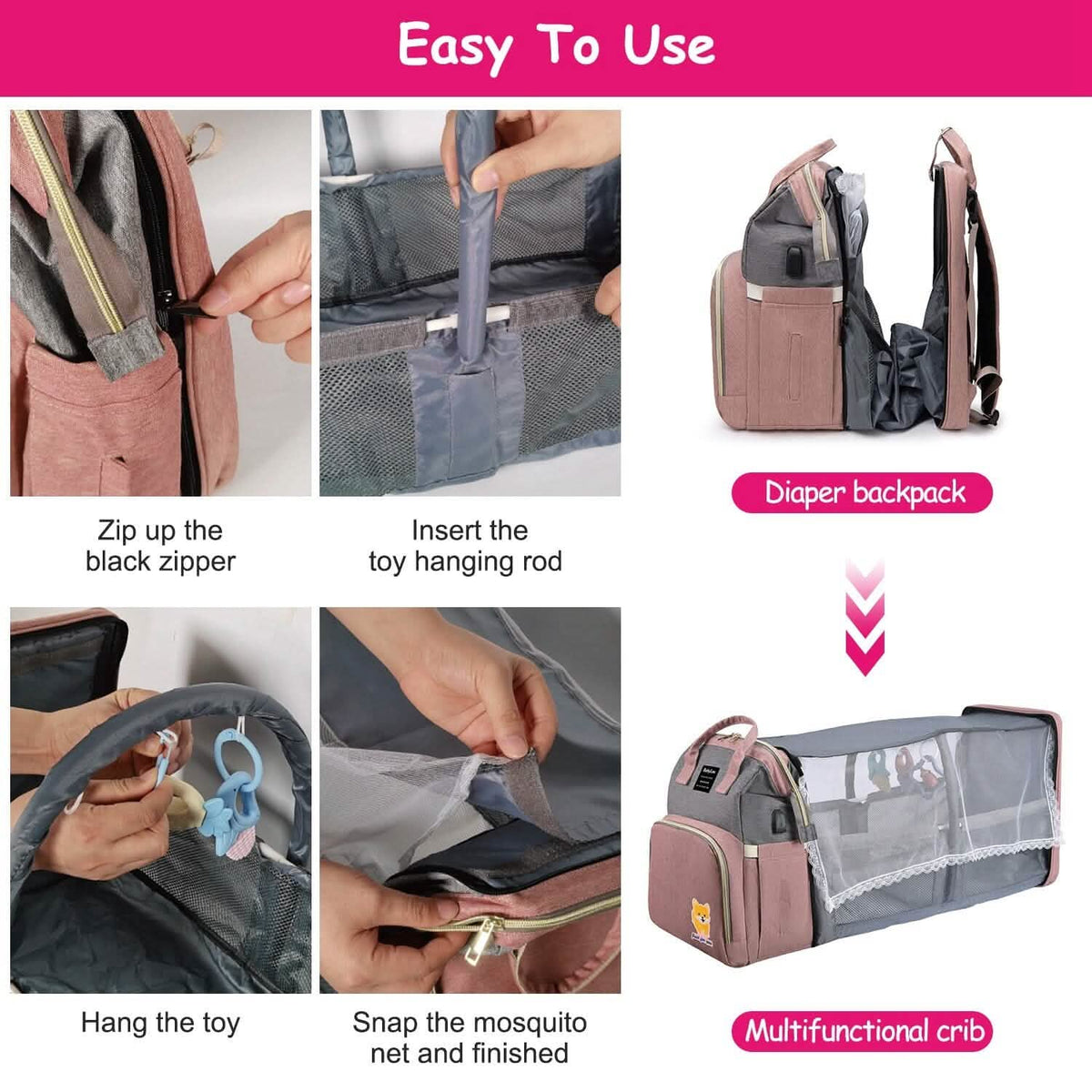Multifunctional Diaper Bag Backpack Baby Gear - Tophatter Daily Deals